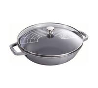 Staub Spécialités 30 cm, Wok avec couvercle en verre, Gris graphite