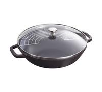 Staub Spécialités 30 cm, Wok avec couvercle en verre, Noir mat
