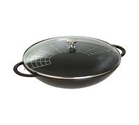 Staub Spécialités 37 cm, Wok avec couvercle en verre, Noir mat
