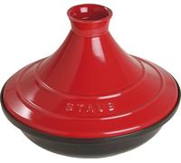 Tajine en fonte O 28 cm noir avec couvercle de marmite cerise Staub