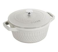 staub Twister Cocotte 24 cm Blanc 3,8 l Fonte Matériau Noir mat Intérieur émaillé Couvercle avec structure anti-pluie Compatible avec tous types de plaques de cuisson avec induction Passe au four