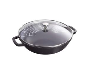 STAUB Wok avec couvercle en verre Ø30 cm 4.4 L Noir