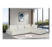 Concept Usine Canapé d'angle Stava 4 places Velours texturé blanc Modulable Bois massif