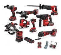 STAYER Pack Outillage 18V Li-Ion Brushless, 8 Outils, 3 Batteries 5Ah, Chargeur