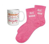 STC Coffret mug chaussettes paillettes affectif jolie maman