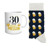 STC Coffret Mug et Chaussettes Assorties T39/45-30 Ans, Bonjour la pression