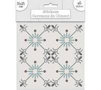 STC - Lot de 6 Stickers Carreaux de Ciment ? Vert Motif 1
