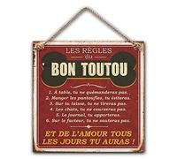 STC Plaque Décorative en Métal 20x20 cm - Les Règles du Bon Toutou