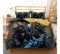 Ste-X Parure De Lit 200 X 200, Parure De Lit World of Warcraft Et 2 Taies d'oreiller 80 X 80 Cm, Parure De Lit 3 Pièces Douce Et Moelleuse avec Fermeture éclair (220 x 240 cm,Guerre 05)