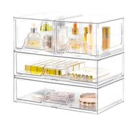 Stebopum Lot de 4 Empilables Rangement Tiroir Organisateur Tiroir Salle de Bain en Acrylique Transparent Rangement Coiffeuse Organisateur,Idéal Pour La Organisateur Maquillage