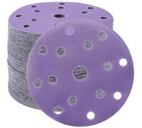 STEBRUAM Disques Abrasifs 150mm Grain 120 Papier Poncer 50 Pièces 15 Trous Disques de Ponçage pour Ponceuse Excentrique（Violet)