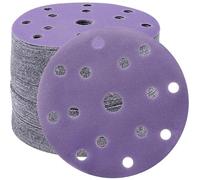 STEBRUAM Disques Abrasifs 150mm Grain 150 Papier Poncer 50 Pièces 15 Trous Disques de Ponçage pour Ponceuse Excentrique（Violet)