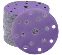 STEBRUAM Disques Abrasifs 150mm Grain 180 Papier Poncer 50 Pièces 15 Trous Disques de Ponçage pour Ponceuse Excentrique（Violet)