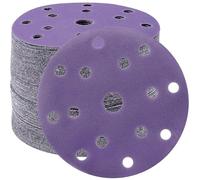 STEBRUAM Disques Abrasifs 150mm Grain 240 Papier Poncer 50 Pièces 15 Trous Disques de Ponçage pour Ponceuse Excentrique（Violet)