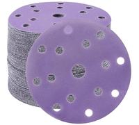 STEBRUAM Disques Abrasifs 150mm Grain 320 Papier Poncer 50 Pièces 15 Trous Disques de Ponçage pour Ponceuse Excentrique（Violet)