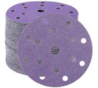 STEBRUAM Disques Abrasifs 150mm Grain 40 Papier Poncer 40 Pièces 15 Trous Disques de Ponçage pour Ponceuse Excentrique（Violet）
