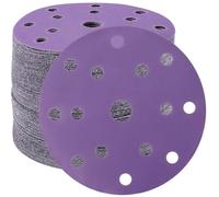 STEBRUAM Disques Abrasifs 150mm Grain 400 Papier Poncer 50 Pièces 15 Trous Disques de Ponçage pour Ponceuse Excentrique（Violet)