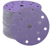 STEBRUAM Disques Abrasifs 150mm Grain 60 Papier Poncer 45 Pièces 15 Trous Disques de Ponçage pour Ponceuse Excentrique（Violet)