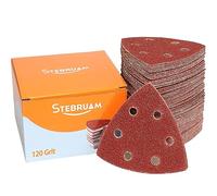 STEBRUAM Triangl Poncag, Triangle de Poncage 65 Triangles Abrasifs Autoagrippants 6 trous grain 120 Lot de papier a poncer triangle abrasif triangulaire pour ponceuse triangle