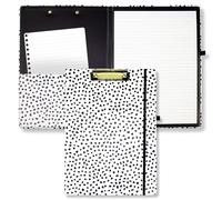 Steel Mill & Co Joli porte-bloc avec bloc-notes ligné rechargeable et pochette de rangement intérieure, pour le travail, intérieur noir et blanc, extérieur pois noirs et blancs