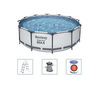 - Steel Pro MAX - Piscine tubulaire avec pompe de filtration et échelle de piscine - 366x100 cm - Ronde