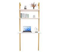 Steeviuzj Bureau mural à 3 niveaux, 76 x 50 cm | Table murale en métal jusqu'à 50 kg, étagère tubulaire flottante avec multiprise pour bureau, bureau