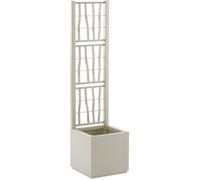 STEFANPLAST Bac à fleur ETHICA - Craie - Carré avec treillis - 38 L - 36x36xh 140 cm