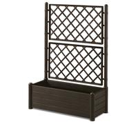 STEFANPLAST bac à fleur/Jardinière avec treillis - ITALIA FLOWER BOX - Finition effet bois - 100x43xH142 cm - 80 L - Moka