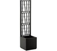 STEFANPLAST Bac à fleur/Jardinière - ETHICA - Graphite - Carré avec treillis - 38 L - 36 x 36 x h140 cm