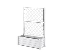 STEFANPLAST Bac à fleur/Jardinière rectangulaire avec treillis - Finition effet bois - 100 x 43 x H 142 cm - 80 L - Blanc
