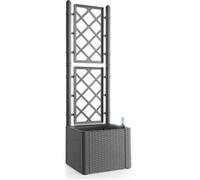 STEFANPLAST Bac à fleurs NATURAL DELUXE - Carre avec treillis - Stone gris - 43x43xh142cm