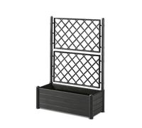 STEFANPLAST Bac à fleur/Jardinière avec treillis - ITALIA FLOWER BOX - Finition effet bois - 100x43xH142 cm - 80 L - Anthracite