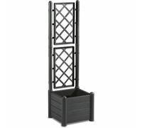Bac à fleurs carré ITALIA avec treillis - 30L - Plastique - Anthracite Anthracite G