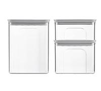 Stefanplast Lot de 3 bocaux rectangulaires Tosca blanc/pierre grise (0,7+1,2+2,2)