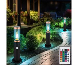 Stehlampe Extérieure Sockelleuchte RGB LED Dimmable Détecteur Mouvement 3er Set