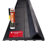 STEIGNER Seuil de garage 1m en EPDM noir 17mm x 80mm SGD04 – Kit d'isolation avec 1 colle de montage et joint pour portes de garage de type Hörmann – Seuil tempête, anti-courant d’air