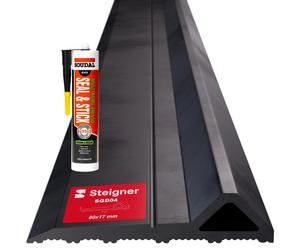 STEIGNER Seuil de garage 1m en EPDM noir 17mm x 80mm SGD04 – Kit d'isolation avec 1 colle de montage et joint pour portes de garage de type Hörmann – Seuil tempête, anti-courant d’air