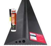 STEIGNER Seuil de garage 2,44m en EPDM noir 14mm x 78mm, SGD01 - Kit isolant avec 1x colle montage et joint porte garage pour différents types de portes - Seuil tempête, anti-courant d’air