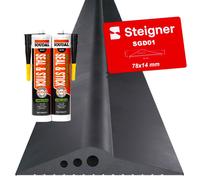 STEIGNER Seuil de garage 3,5m en EPDM noir 14mm x 78mm SGD01 - Kit isolant avec 2x colle montage et joint porte garage