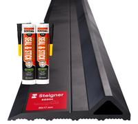 STEIGNER Seuil de garage 4m en EPDM noir 17mm x 80mm SGD04 – Kit d'isolation avec 2 colle de montage et joint pour portes de garage de type Hörmann – Seuil tempête, anti-courant d’air