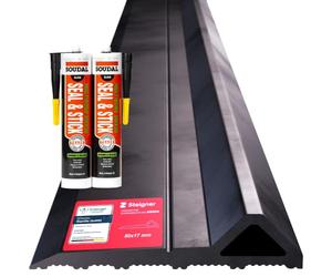 STEIGNER Seuil de garage 6m en EPDM noir 17mm x 80mm SGD04 - Kit d'isolation avec 2 colle de montage et joint pour portes de garage de type Hörmann - Seuil tempête, anti-courant d’air