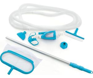 Steinbach 128003 Kit de nettoyage Deluxe Avec perche télescopique en aluminium L=279 Cm, épuisette, brosse pour bassin, aspirateur de fond Incl. tuyau L=750 Cm