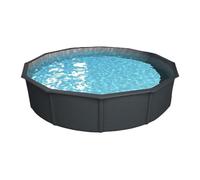 Steinbach Piscine murale en acier Nuovo de Luxe II - 012141G - Ø 360 x 120 cm - Piscine robuste anthracite pour jusqu'à 11 000 litres d'eau - Avec film intérieur résistant à l'hiver gris argenté et de