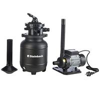 Steinbach Système de filtration Active Balls+ - 040386 - Pompe non auto-amorçante pour piscines jusqu'à 19.000 l - avec vanne 7 voies avec levier de réglage et manomètre - 300 g de Filter Balls inclus