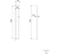 Steinberg Série 135 Barre de douche, avec coulisseau, 750 mm, 1351623RG