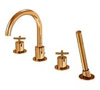 Steinberg Serie 250 Mélangeur bain 4 trous 2502400RG projection 192mm, avec inverseur, douchette extractible, or rose
