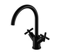 Steinberg Série 250 Mitigeur de lavabo, pivotant, double poignée, avec vidage, saillie 155mm, 2501500S, Couleur: Noir Mat