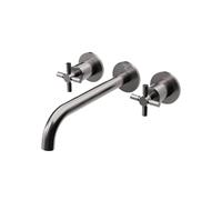 Steinberg Série 250 robinetterie de lavabo, set complet, 3 trous, in orps dencastrement, saillie 195mm, 2501902BGM, Couleur: Brushed Gun Metal