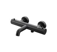 Steinberg Série 341 Thermostat apparent, avec réglage de température et de débit, pour baignoire, avec inverseur, saillie 185mm, 3413100S, Couleur: Noir mat