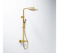 Steinberg Série 342 Set de douche, set complet avec thermostat, douche de pluie et douchette à main, 3422721BG, Couleur: Or brossÃ©